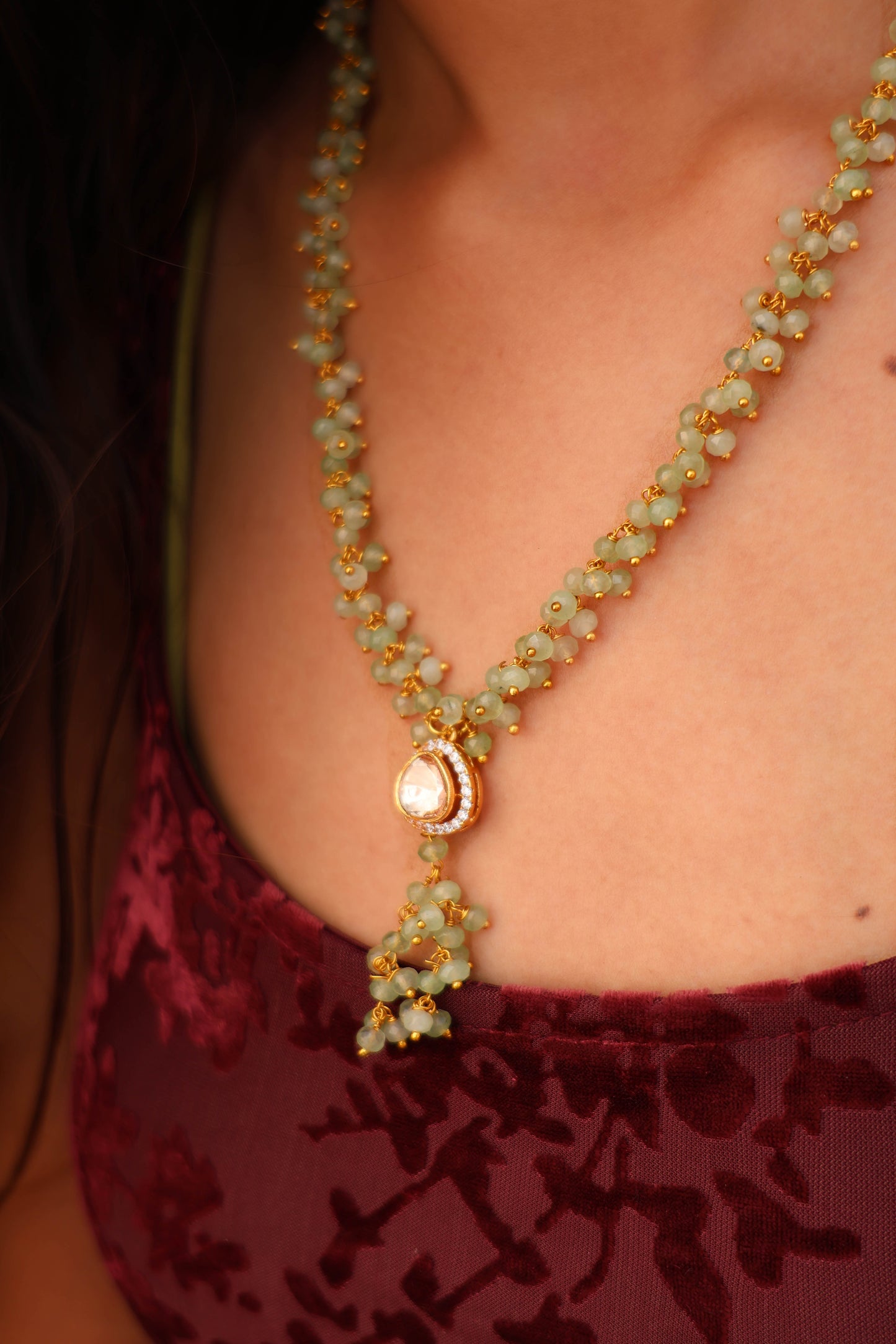 Calla Mint Green Polki Necklace