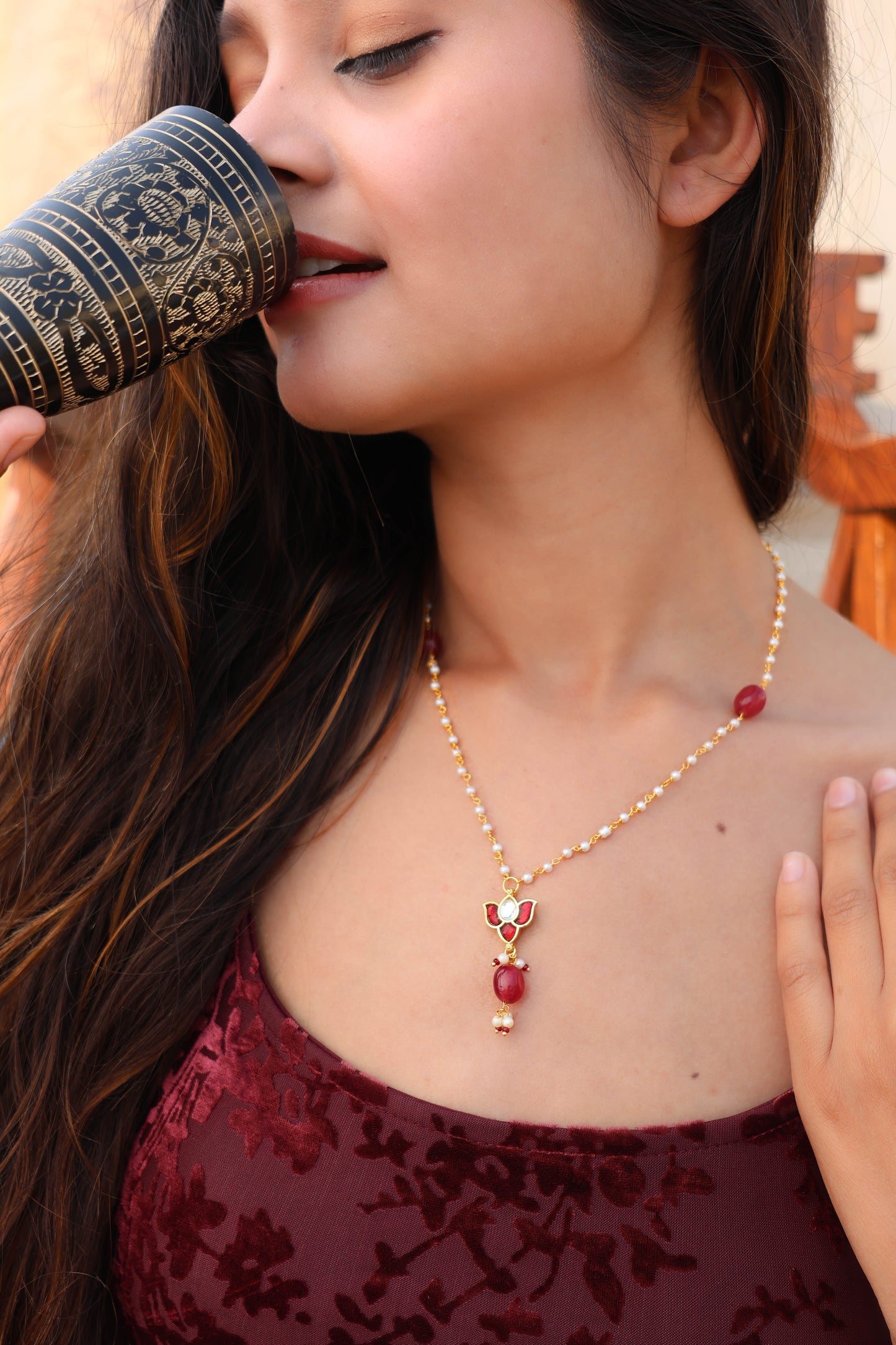 Minha Kundan Pendant Necklace