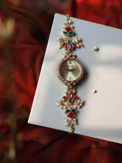 Zauna Multicolour Kundan Wrist Watch