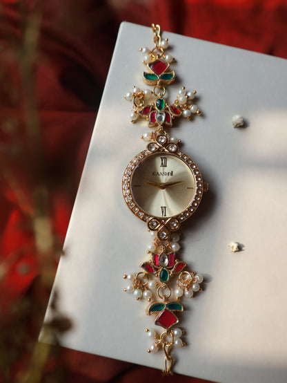 Zauna Multicolour Kundan Wrist Watch