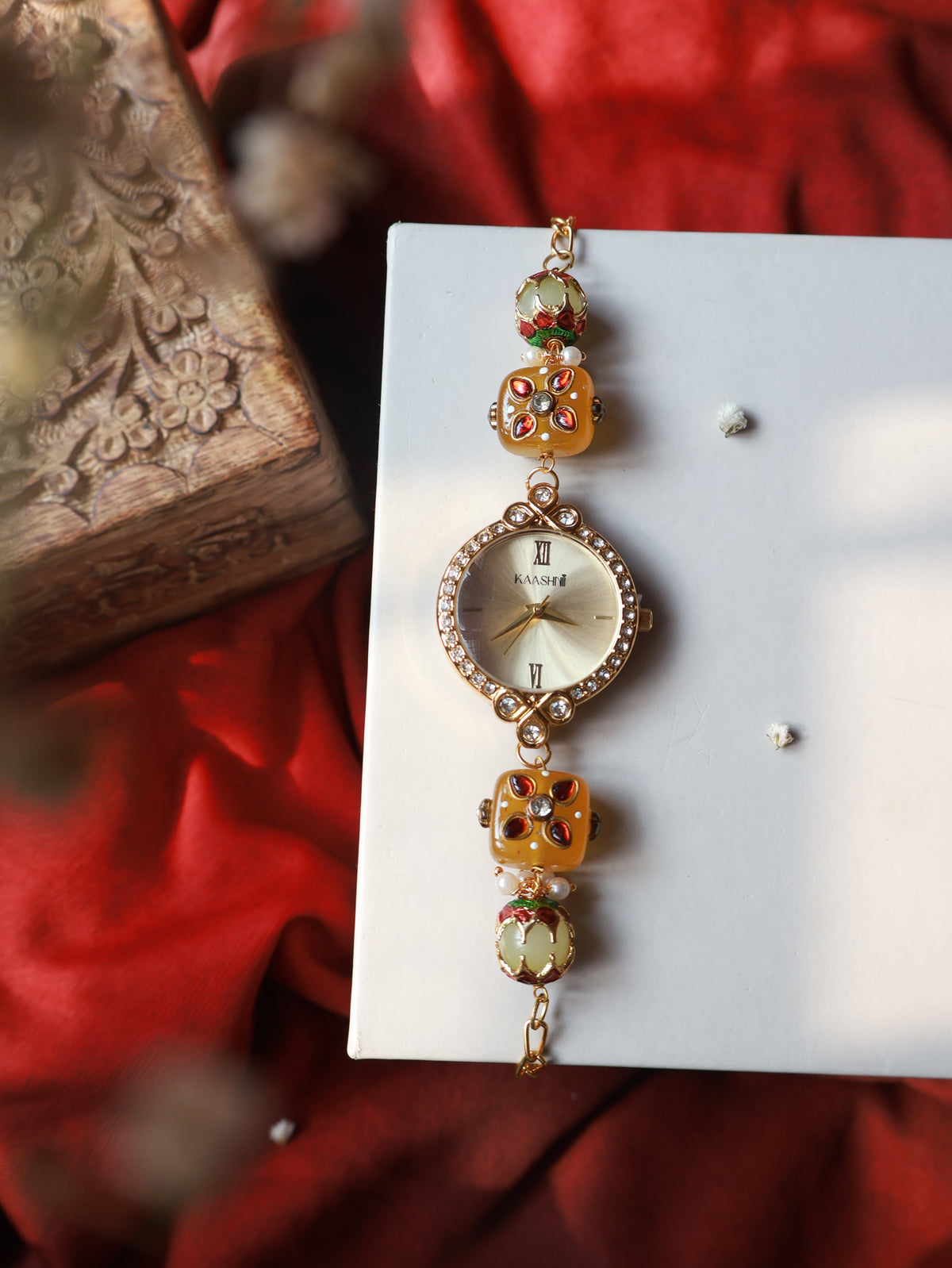 Aliyu Pearl Kundan Wrist Watch