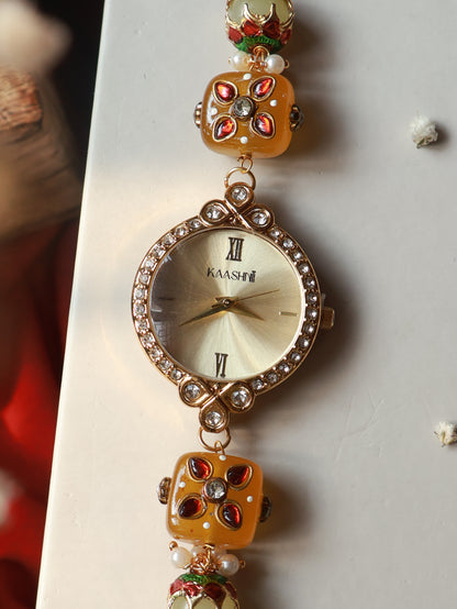 Aliyu Pearl Kundan Wrist Watch