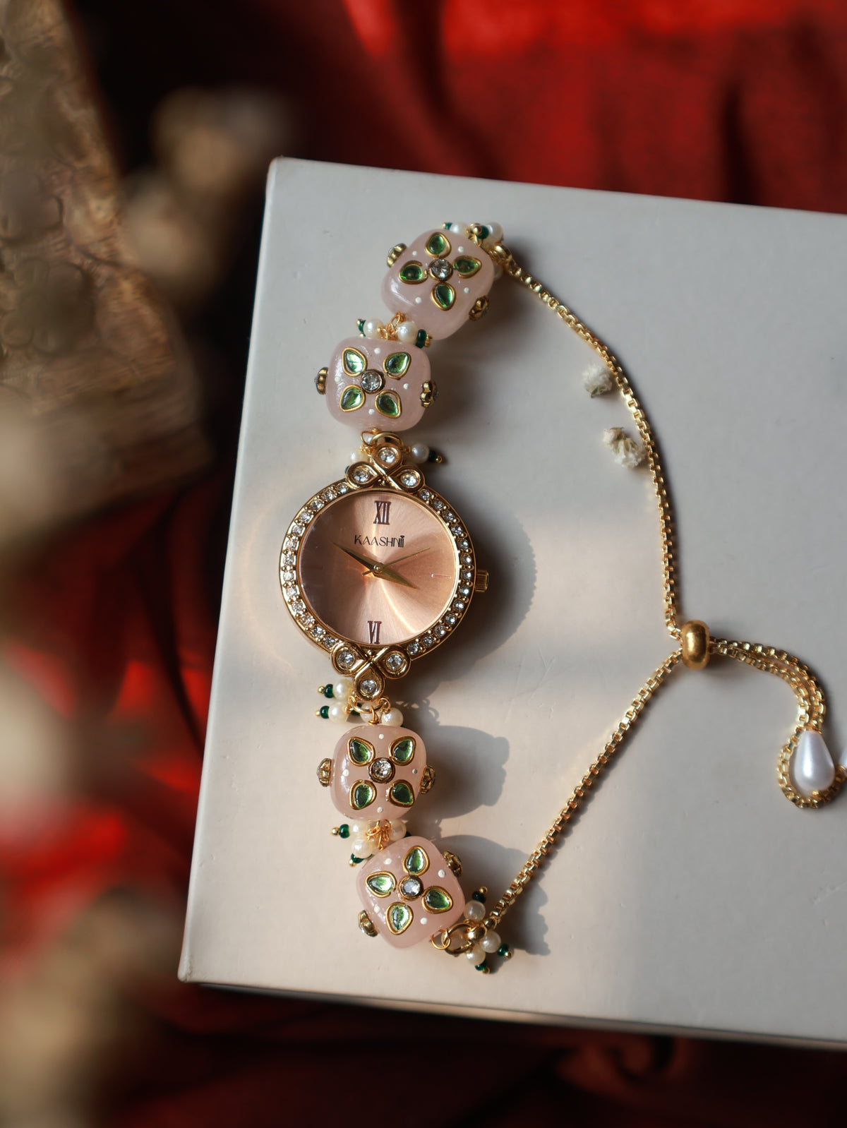 Ebony Kundan Wrist Watch
