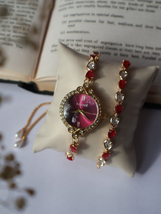 Grace Polki Wrist Watch & Bracelet Set