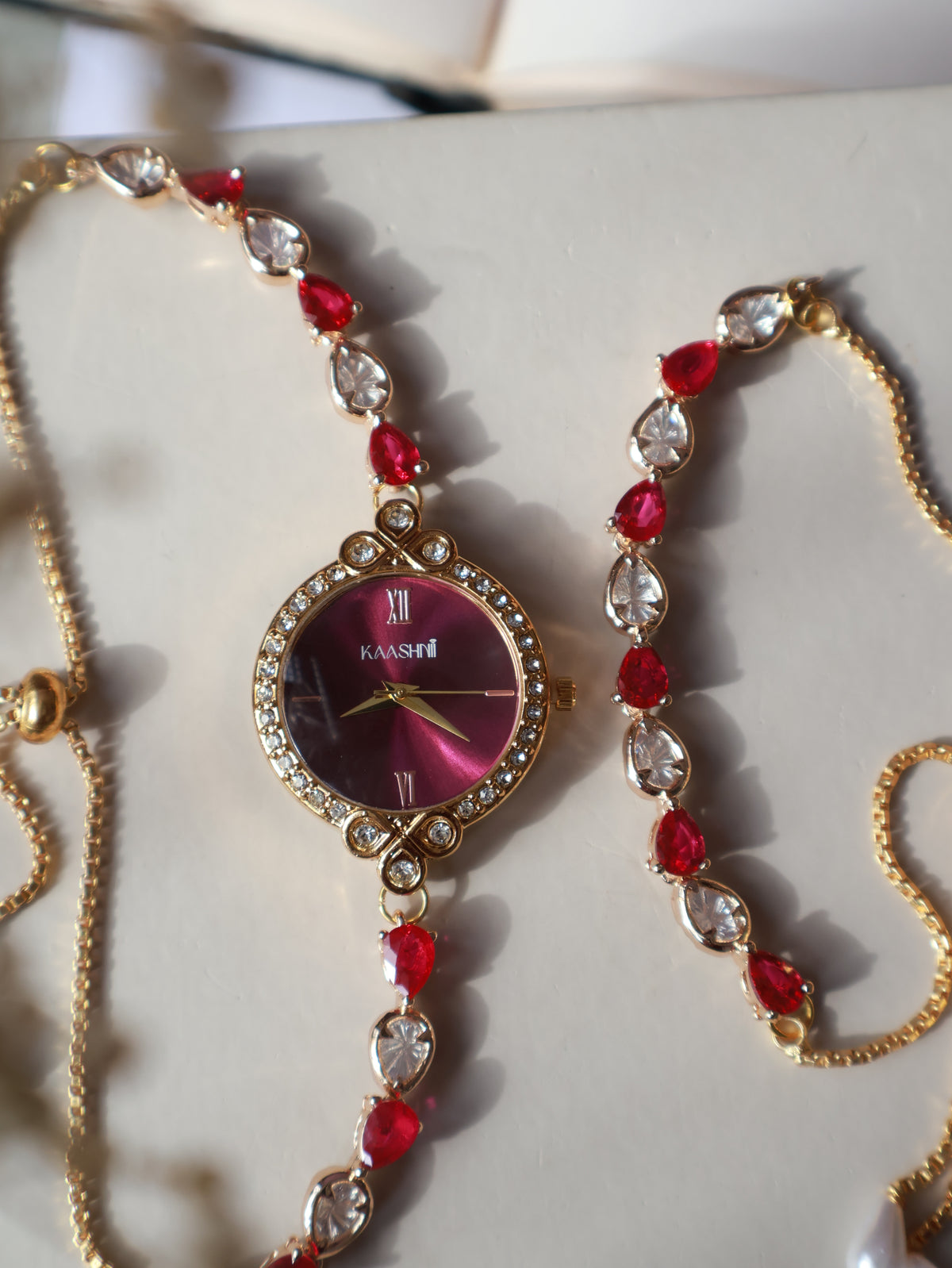 Grace Polki Wrist Watch & Bracelet Set