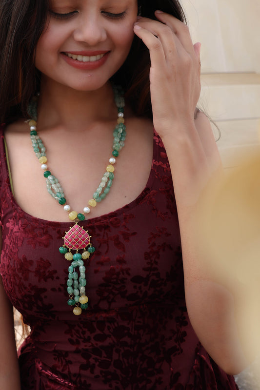 Nova Multicolored Kundan Long Necklace