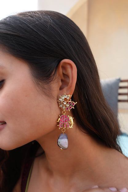 Ava Ruby Red Kundan Earrings