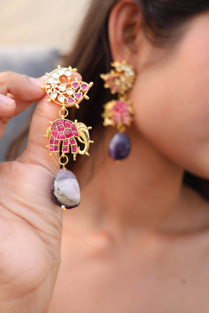 Ava Ruby Red Kundan Earrings