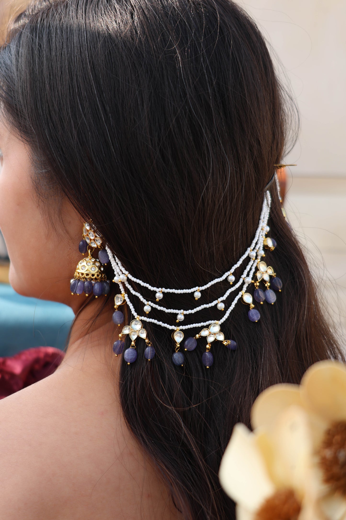 Lisa Kundan Purple Earrings