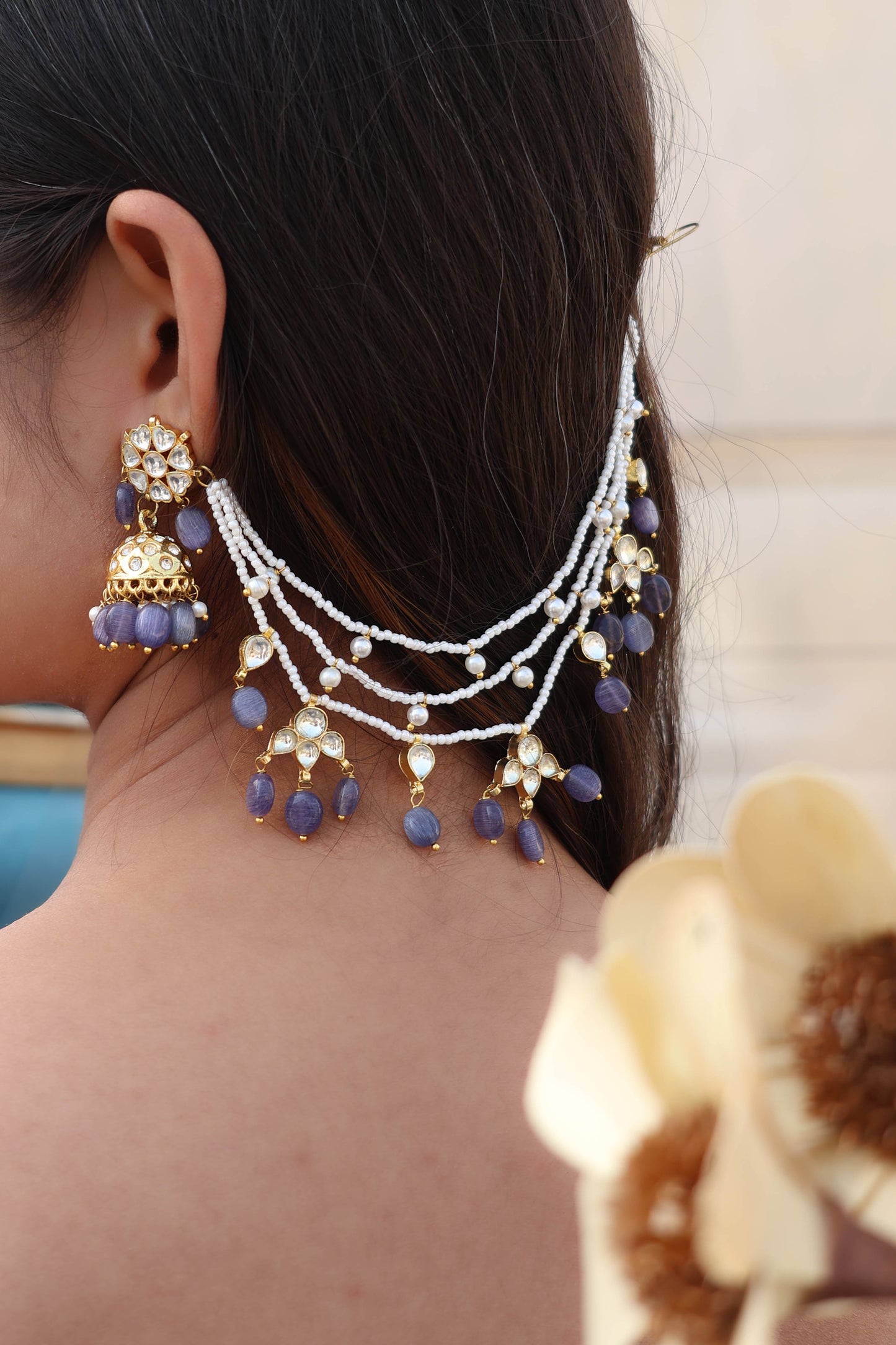 Lisa Kundan Purple Earrings