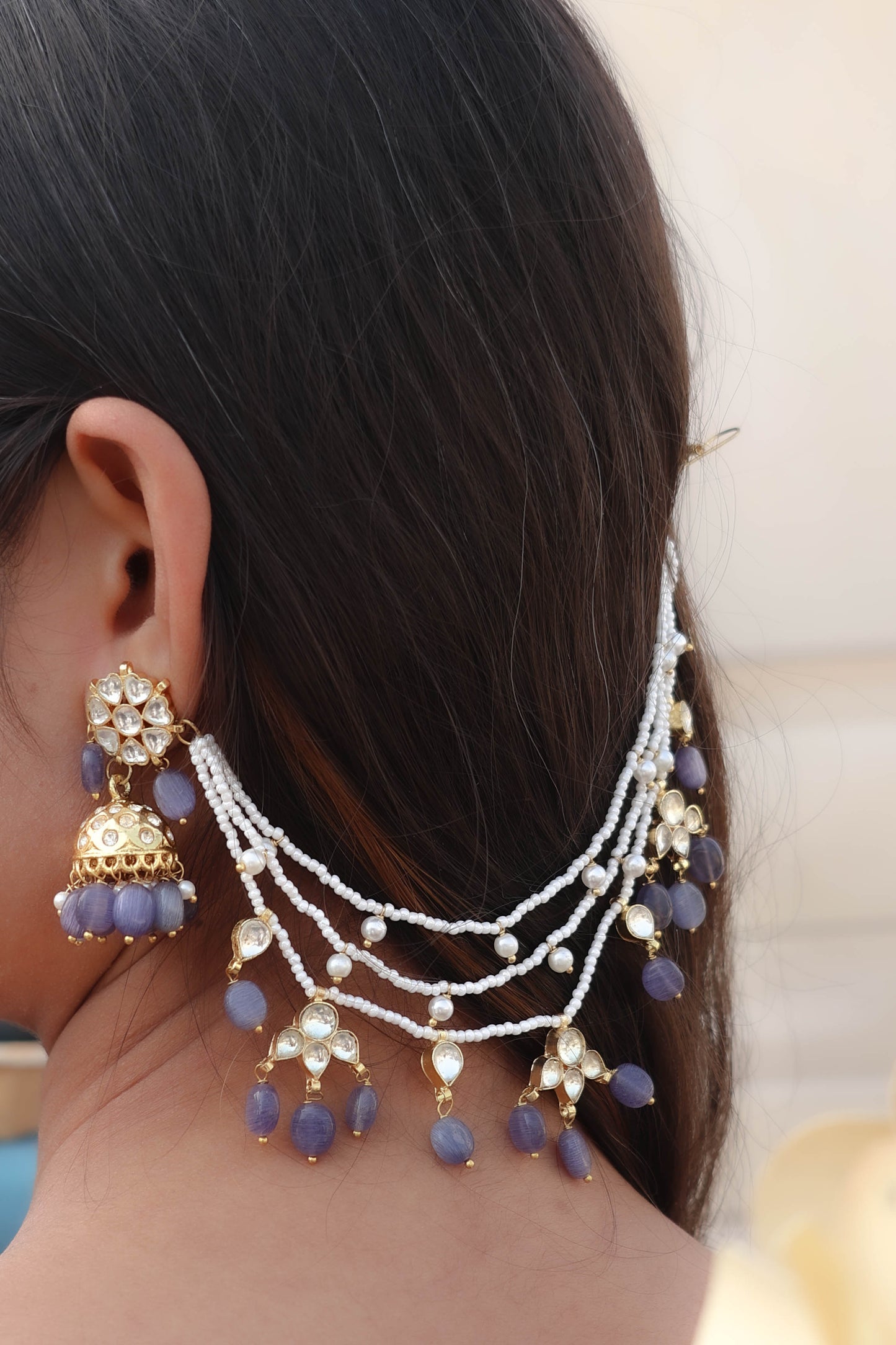 Lisa Kundan Purple Earrings