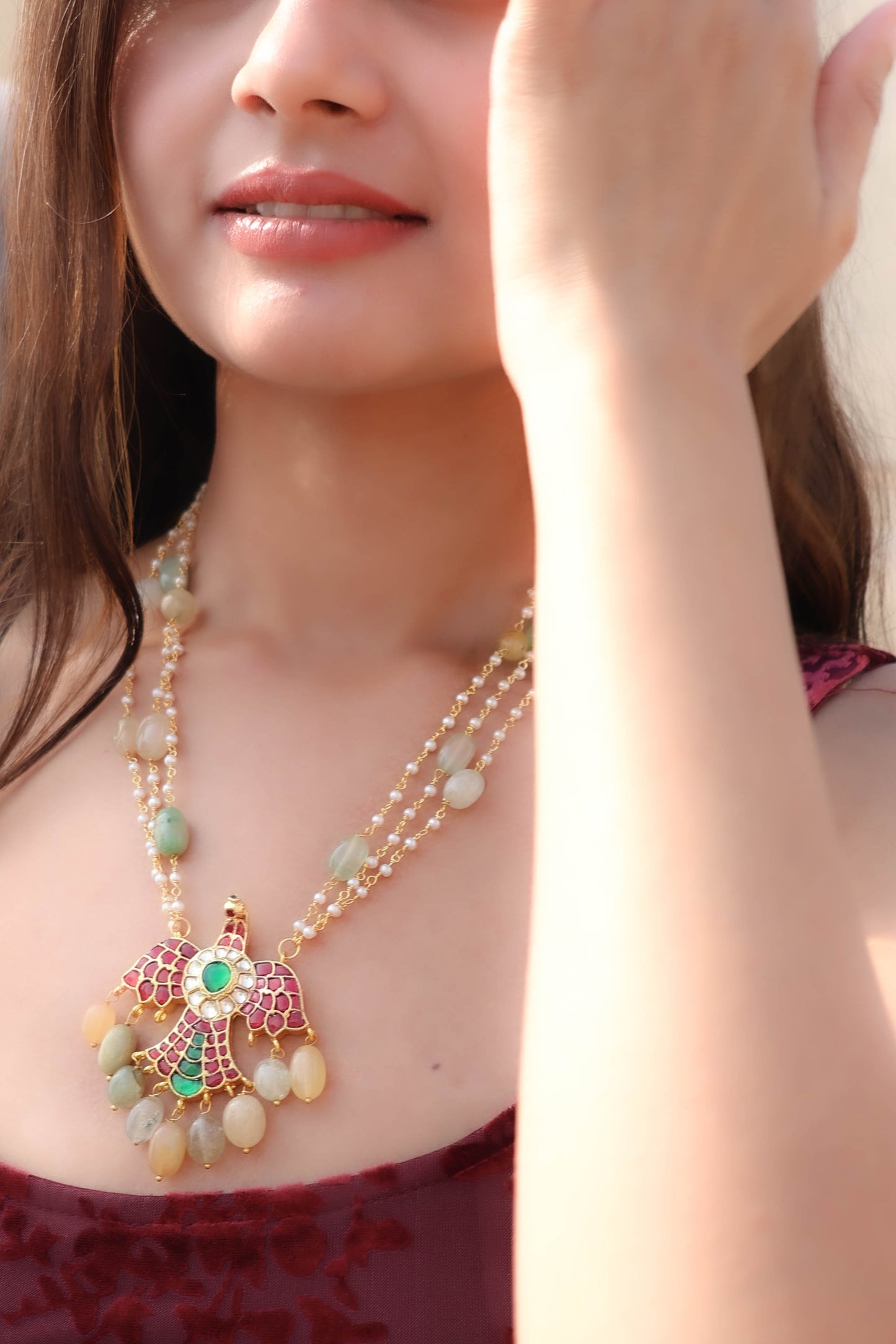 Jane Multicolour Kundan Pendant Necklace