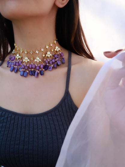 Citra Purple Kundan Choker Necklace