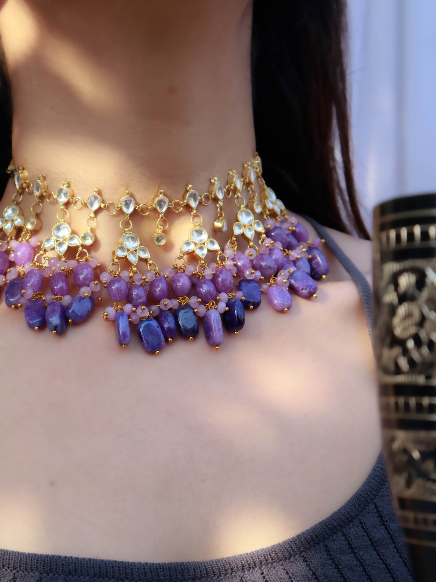 Citra Purple Kundan Choker Necklace