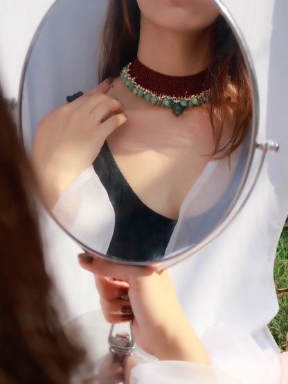 Quesa Red-Mint Choker Necklace