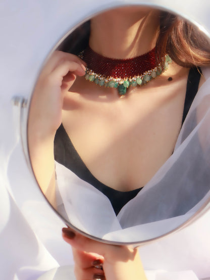 Quesa Red-Mint Choker Necklace