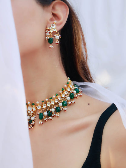 Amika Green Kundan Necklace Set