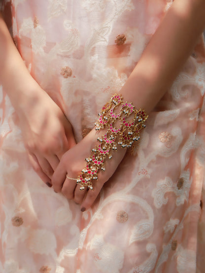 Floret Pink Kundan Hathphool