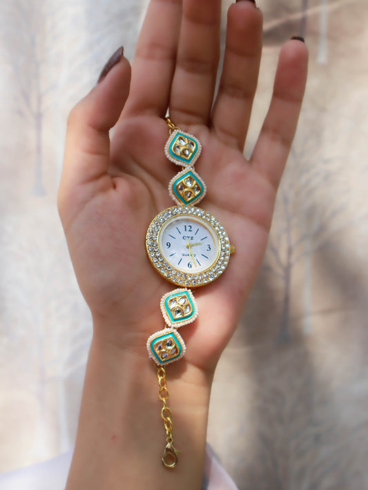 Kelly Turquoise Meenakari Wrist Watch