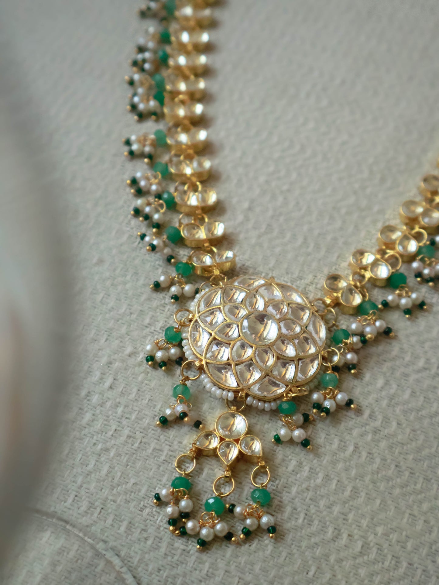 Lorah Mint Green Kundan Necklace