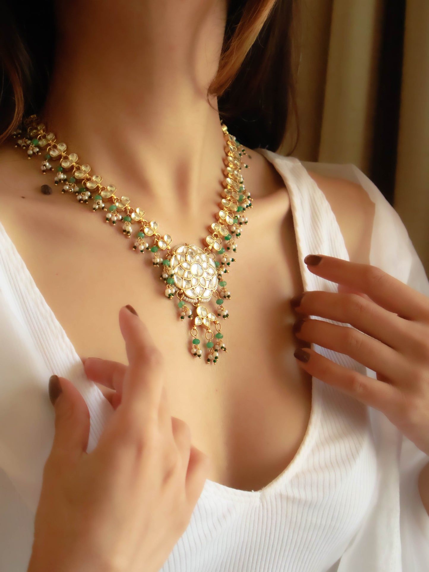 Lorah Mint Green Kundan Necklace