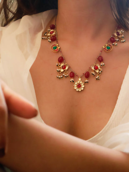 Lamia Red Kundan Necklace