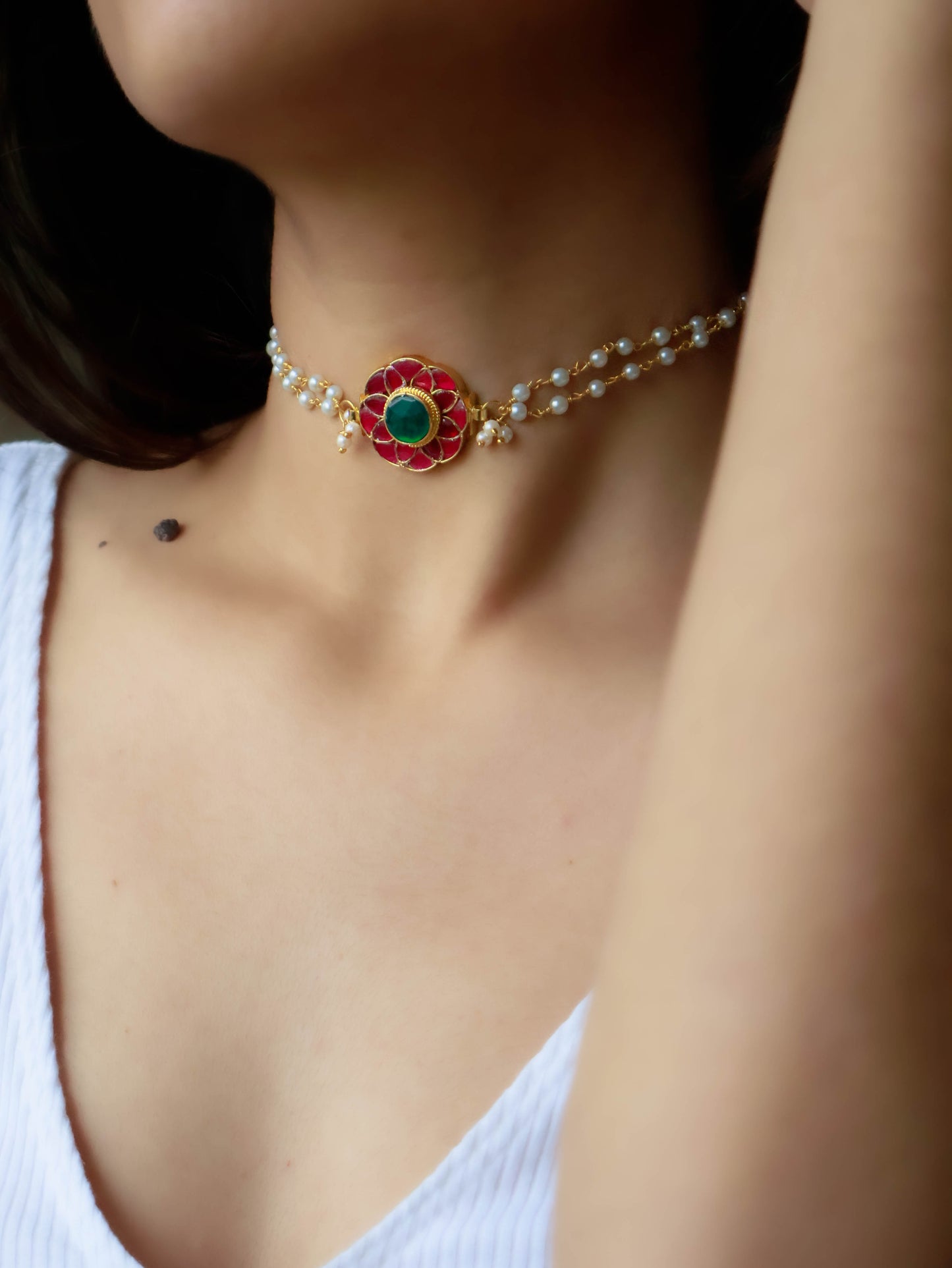 Verona Red Kundan Choker Necklace