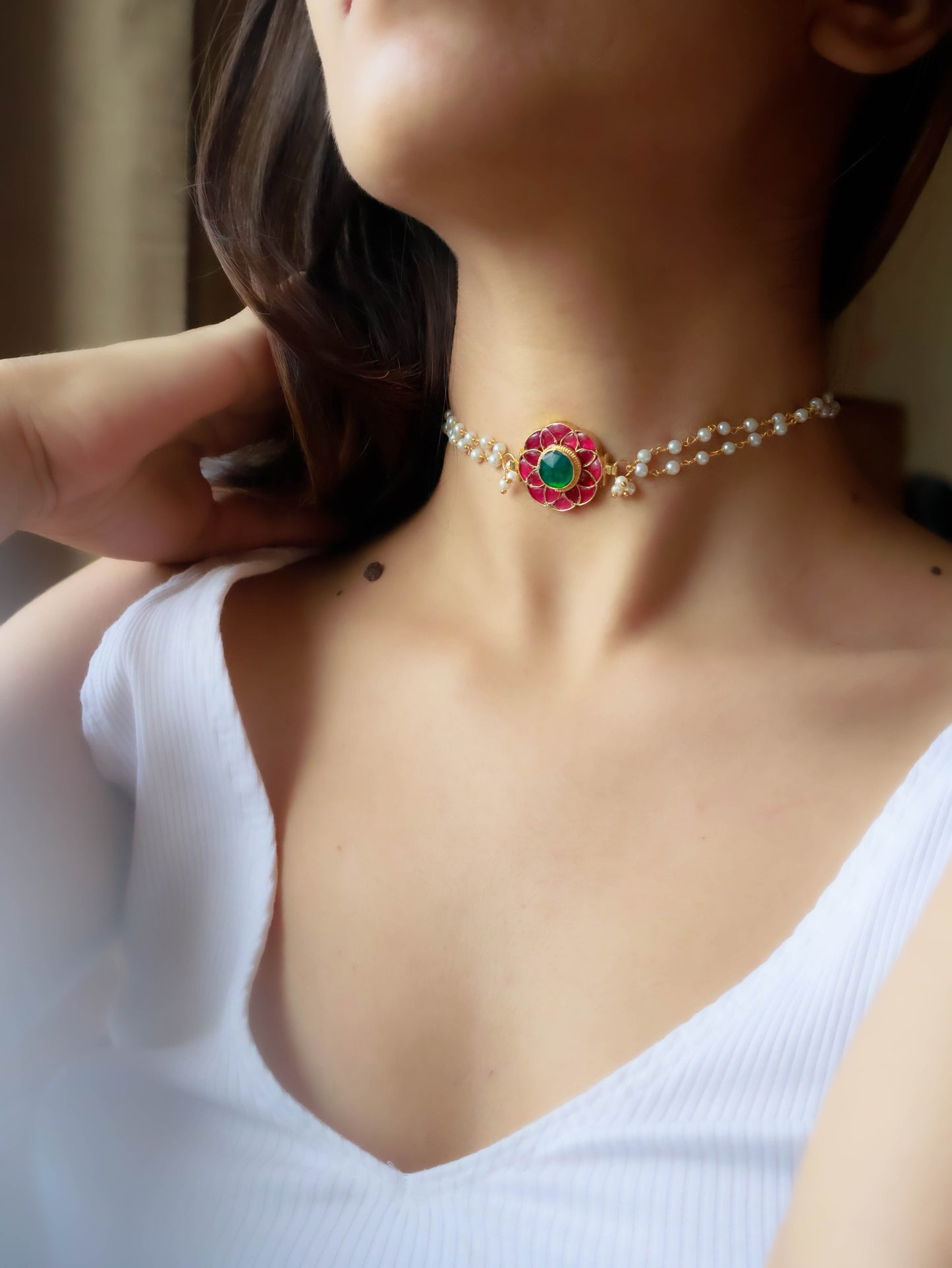 Verona Red Kundan Choker Necklace