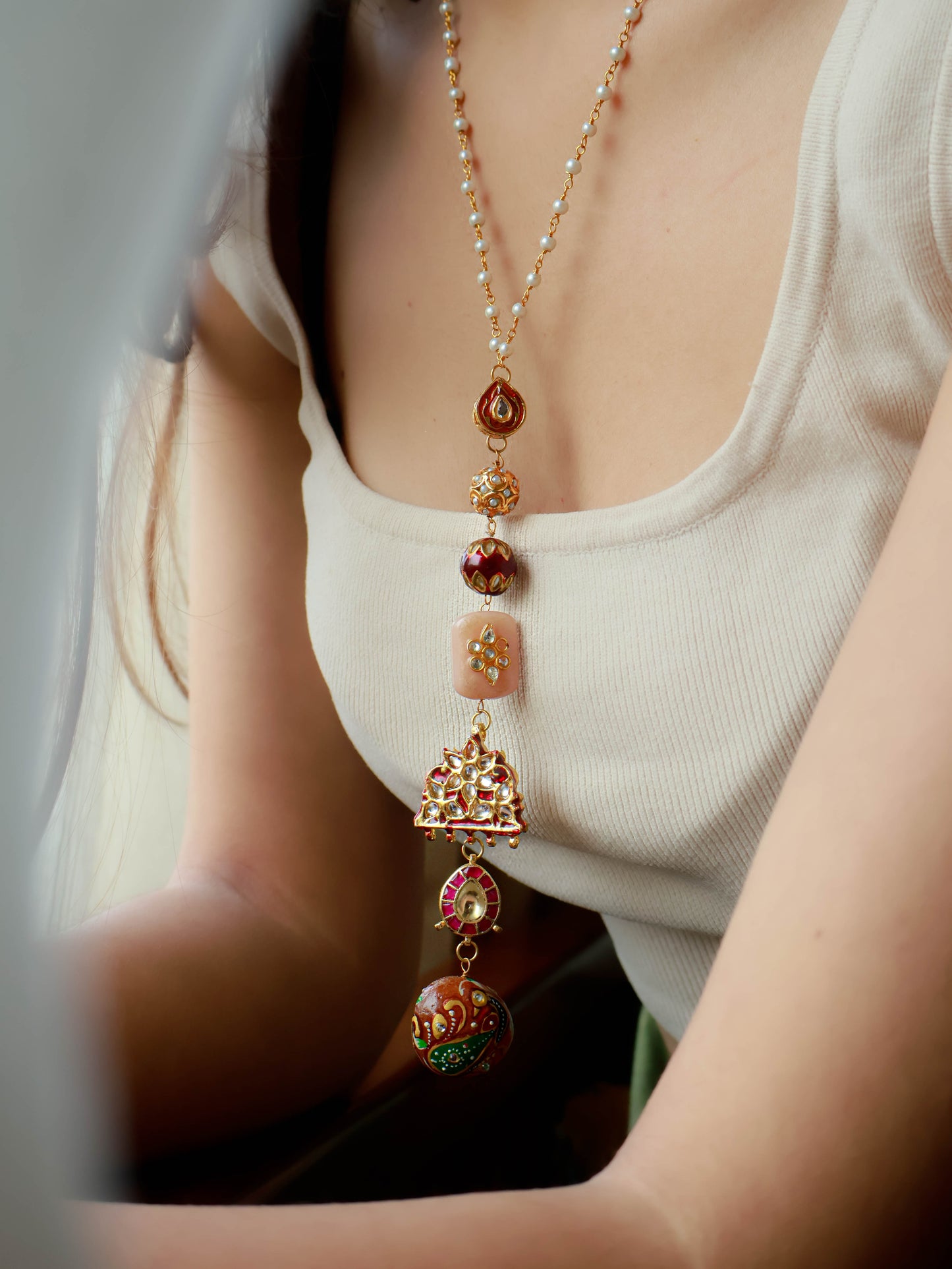 Ayca Meenakari Kundan Pendant Necklace