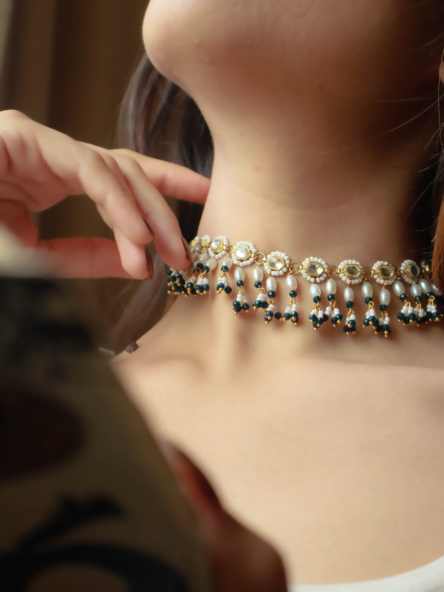 Bella Blue Kundan Choker Necklace