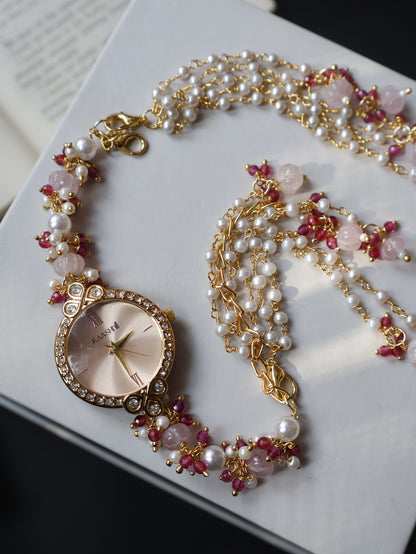 Vihana Pink Kundan Wrist Watch