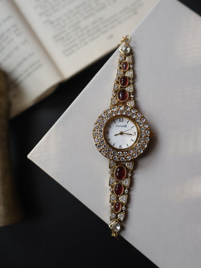 Winnie Kundan Red Wrist Watch