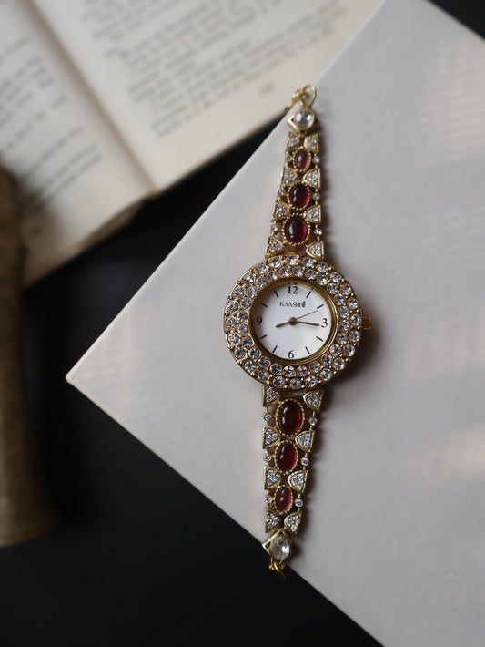 Winnie Kundan Red Wrist Watch
