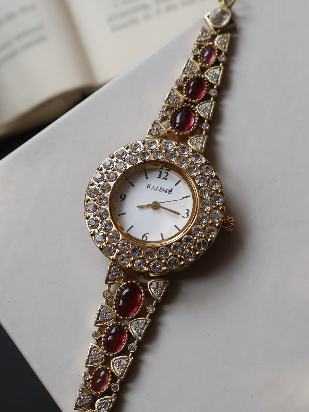 Winnie Kundan Red Wrist Watch
