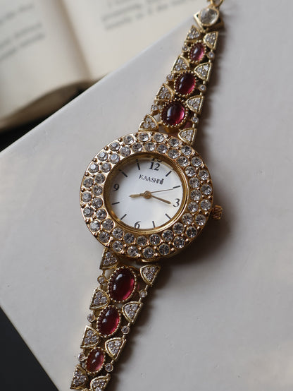 Winnie Kundan Red Wrist Watch