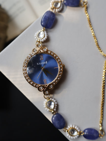 Maria Blue Kundan Wrist Watch