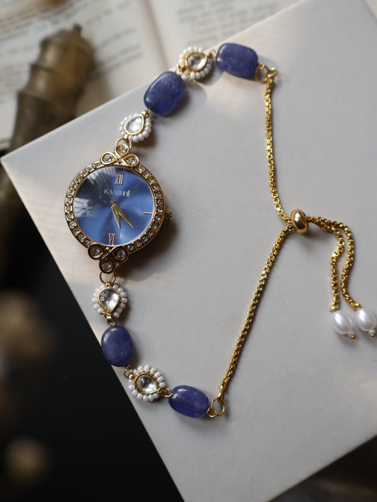 Maria Blue Kundan Wrist Watch