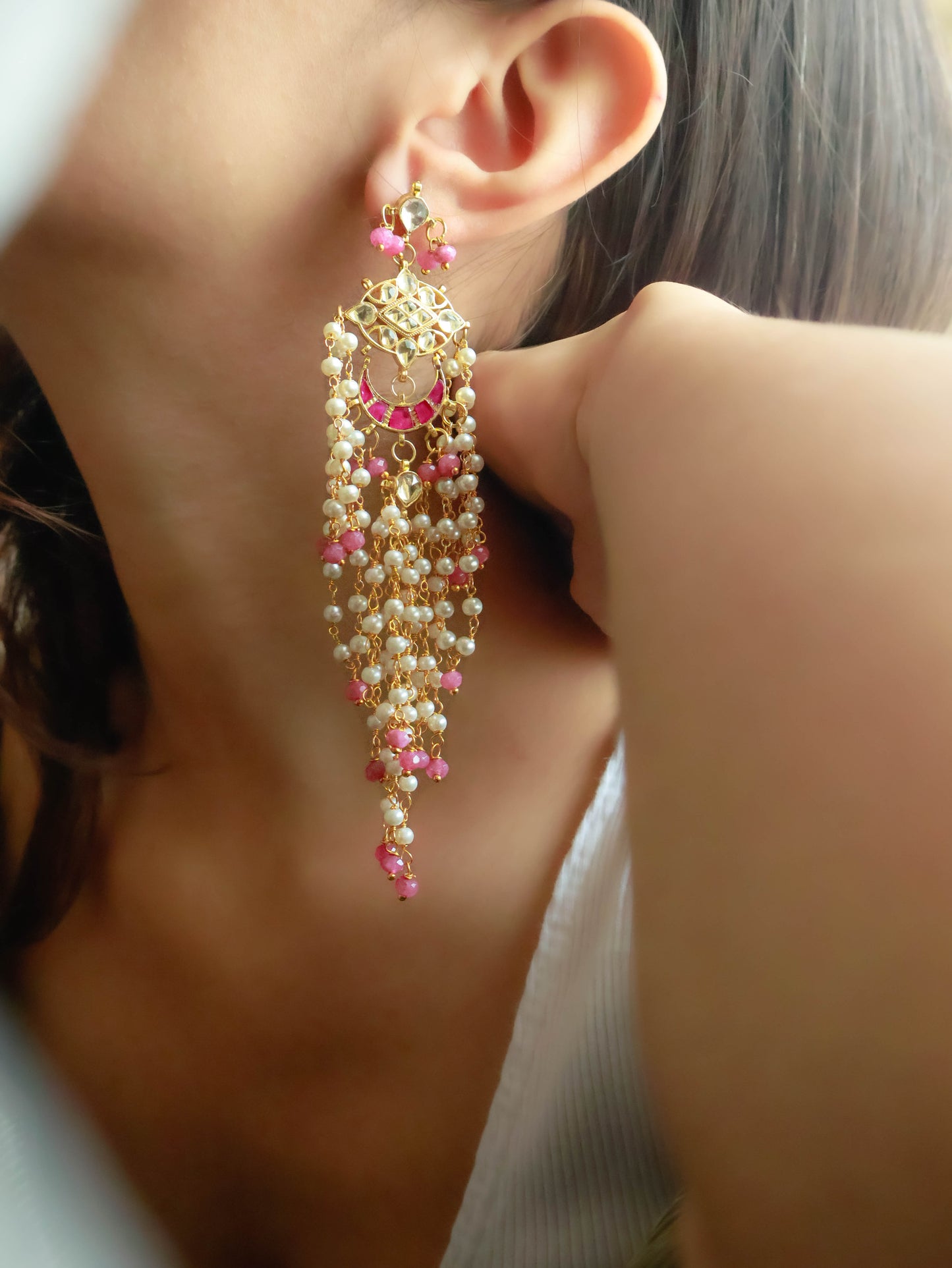 Niloufar Pink Kundan Earrings