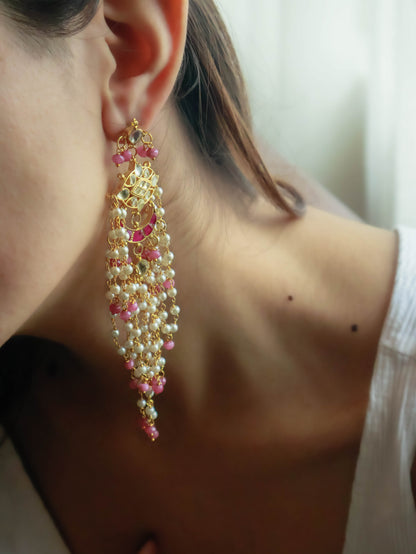 Niloufar Pink Kundan Earrings