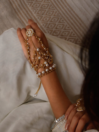 Nizam Pearl Kundan Hathphool - Pair Of 2