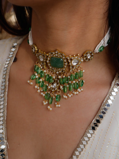 Kriti Mint-Green Kundan Choker Necklace