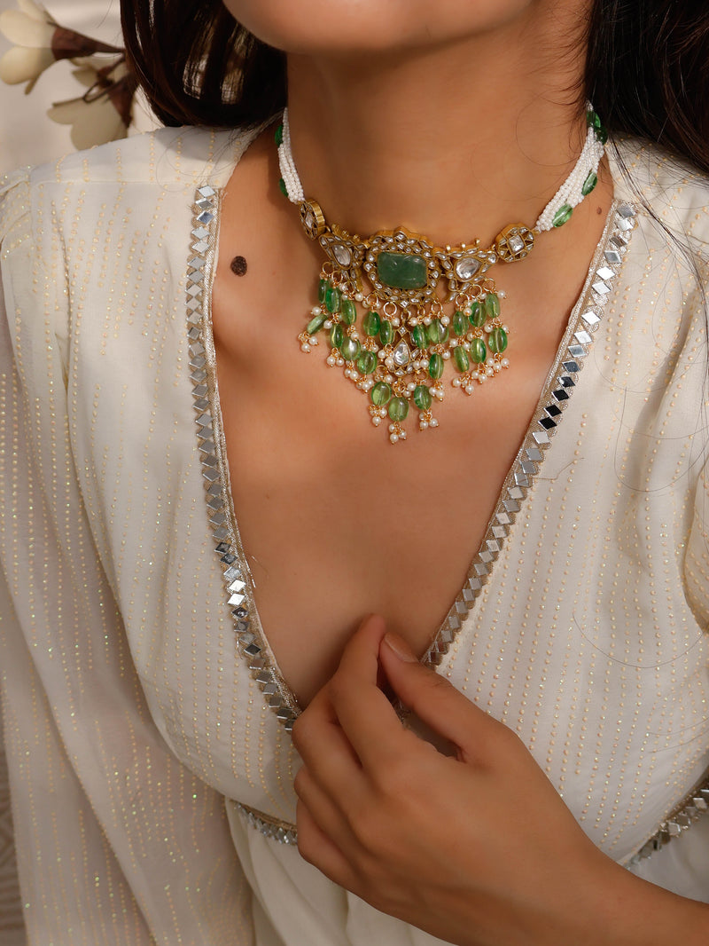 Kriti Mint-Green Kundan Choker Necklace