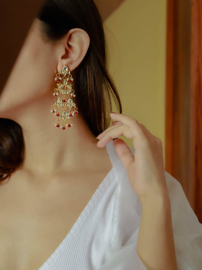 Falisha Kundan Red Earrings