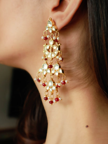 Falisha Kundan Red Earrings