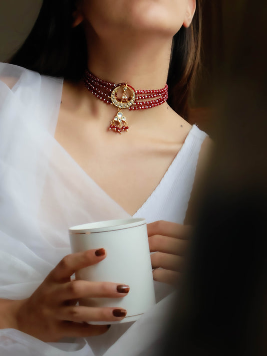 Sobitha Red Kundan Choker Necklace