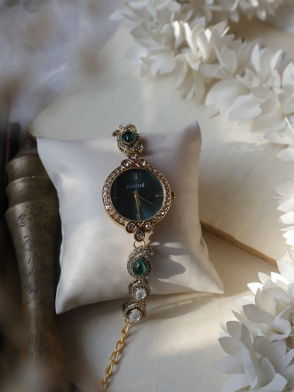 Ambre Green Polki Wrist Watch