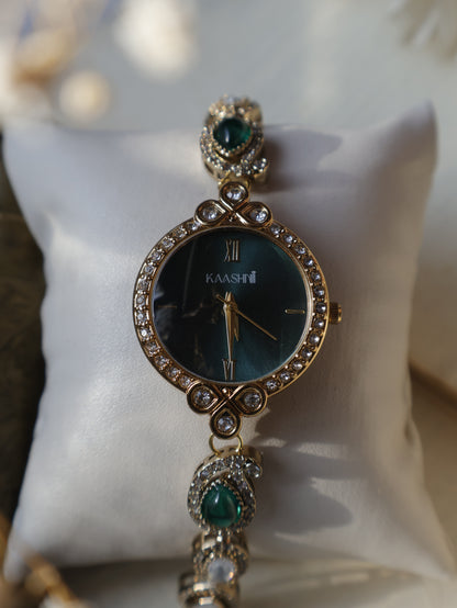 Ambre Green Polki Wrist Watch