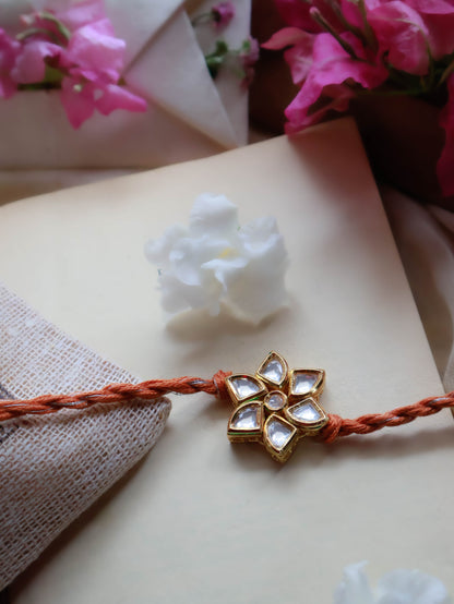 Kavya Floral Kudan Rust Rakhi