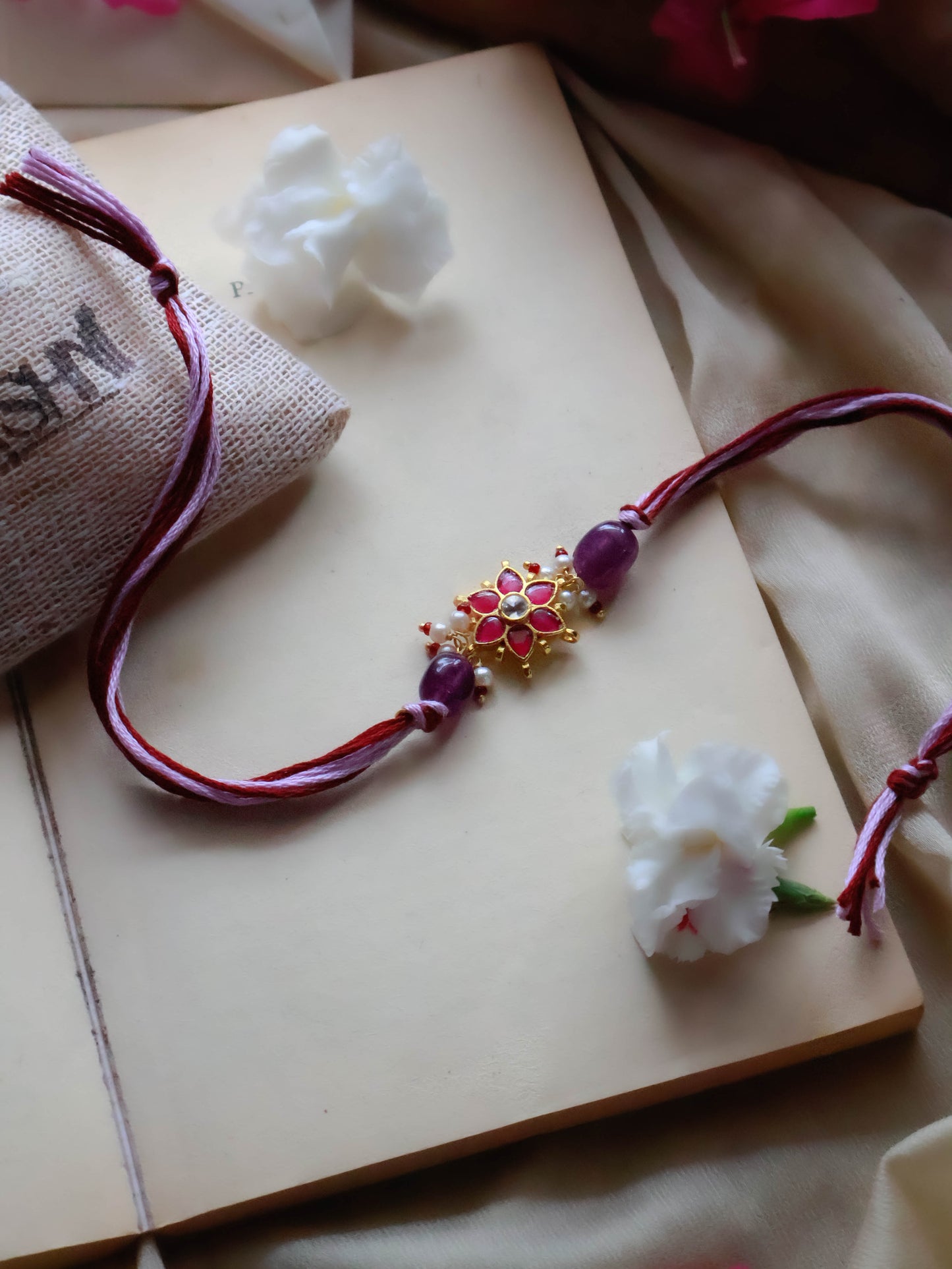 Lego Purple Kundan Floral Rakhi