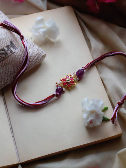 Lego Purple Kundan Floral Rakhi